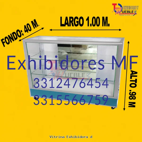 Vitrina Exhibidora de Cristal con Entrepaños y Ruedas