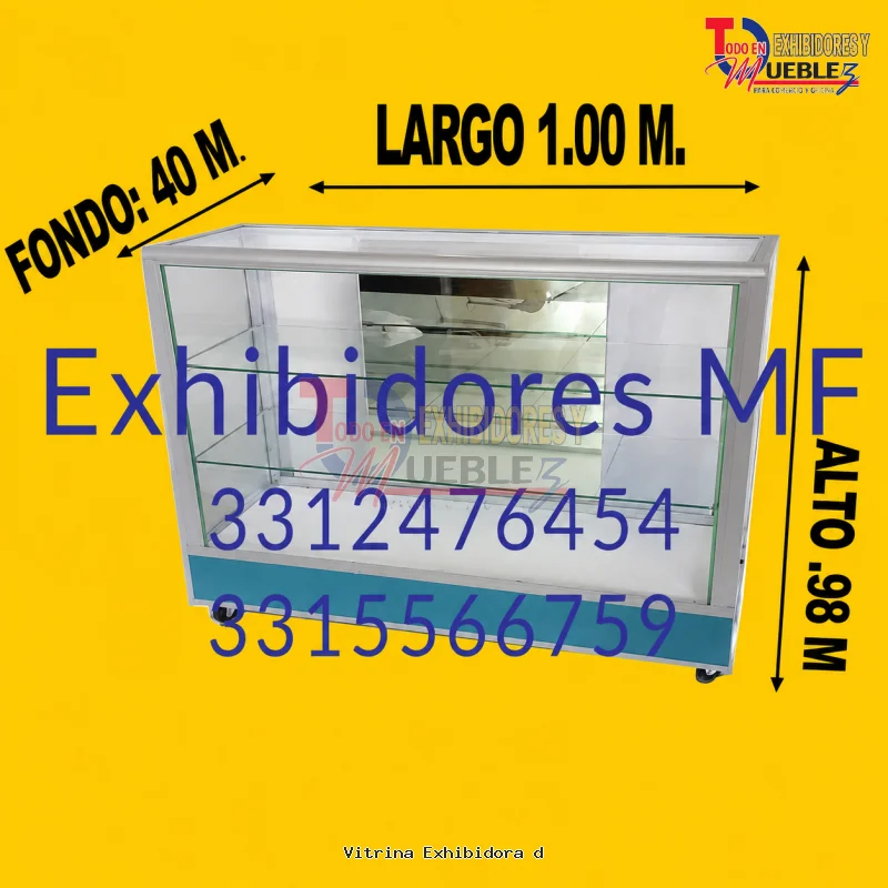 Vitrina Exhibidora de Cristal con Entrepaños y Ruedas