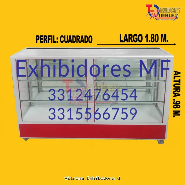 Vitrina Exhibidora de Cristal con 6 Entrepaños