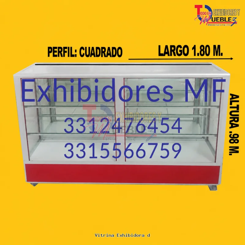 Vitrina Exhibidora de Cristal con 6 Entrepaños