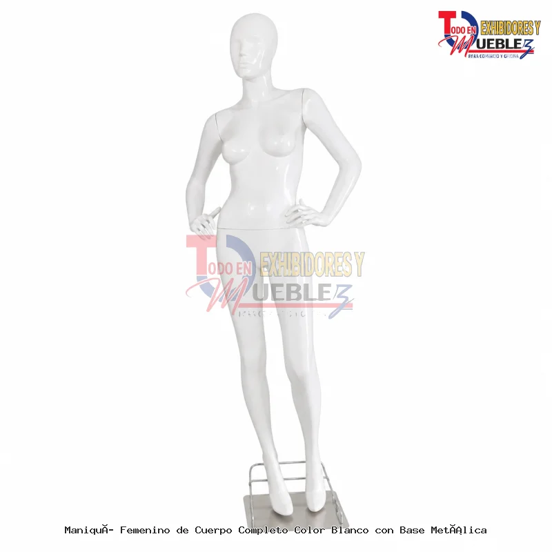 Maniquí Femenino de Cuerpo Completo Color Blanco con Base Metálica